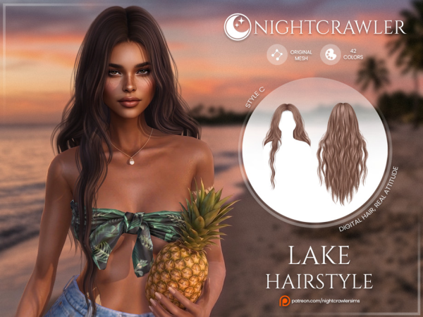Alpha Nightcrawler Lake Hair STYLE C by Nightcrawler_Sims - The Sims 4 Custom Content