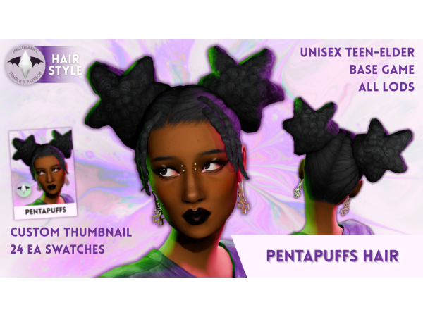 Maxis Match pentapuffs hair by mellosakicc - The Sims 4 Custom Content