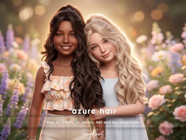Alpha Azure Hair Set Kids - The Sims 4 Custom Content