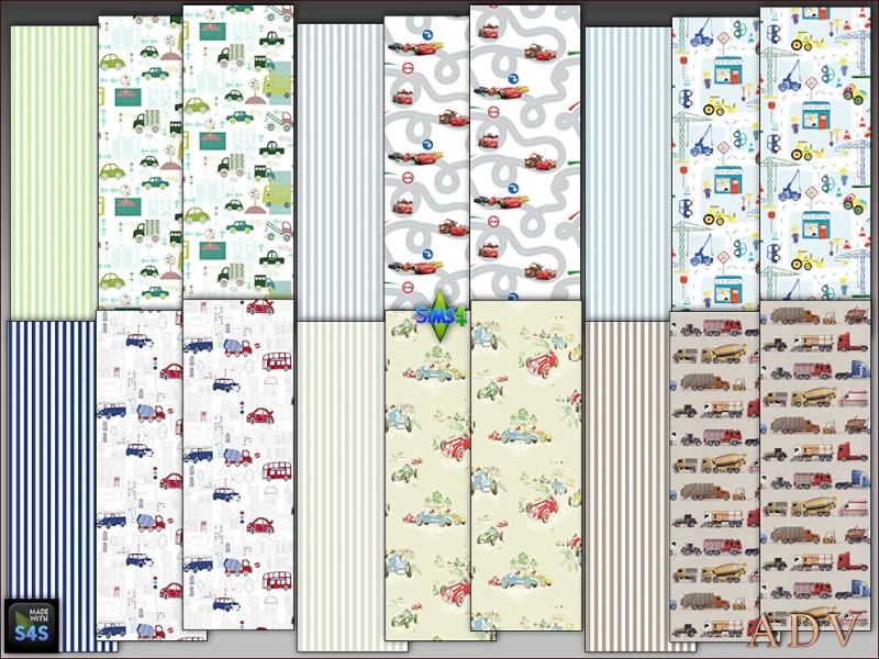 Alpha Wallpapers for boy's room by artedellavita_mabra - The Sims 4 Custom Content