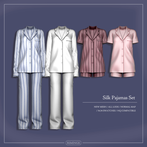 Alpha [RIMINGS] Silk Pajamas Set by simsfinds - The Sims 4 Custom Content
