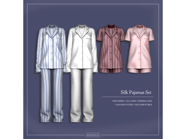 Alpha [RIMINGS] Silk Pajamas Set - The Sims 4 Custom Content