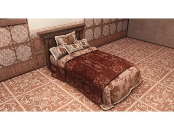 Alpha TheSenseMedieval The Witcher 3 Blood And Wine Beauclair Rich Bed D (Single) - The Sims 4 Custom Content