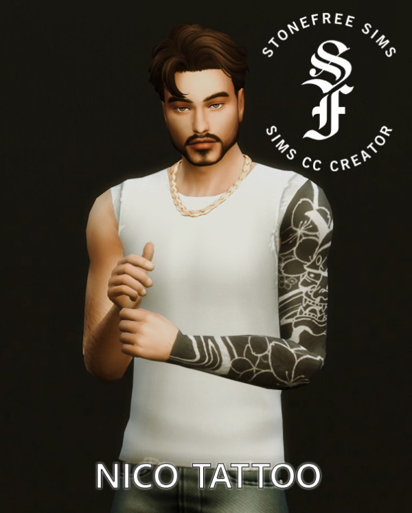 Mix Nico Blackout Tattoo by simsfinds - The Sims 4 Custom Content