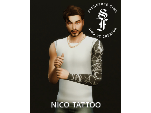 Mix Nico Blackout Tattoo by stonefree - The Sims 4 Custom Content