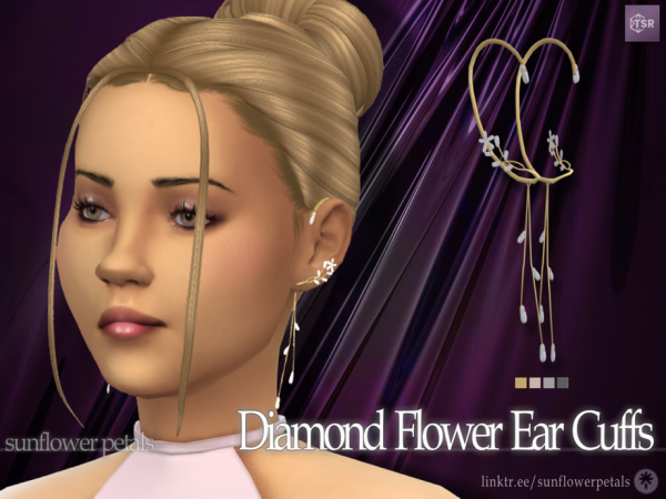 Mix Diamond Flower Ear Cuffs - The Sims 4 Custom Content