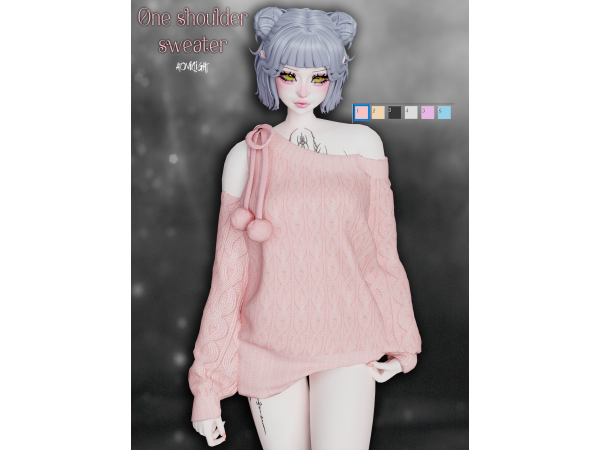 Maxis Match One shoulder sweater by atomiclight - The Sims 4 Custom Content