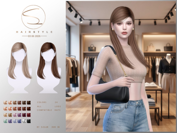 Alpha S CLUB MIDLONG HAIRSTYLE Club by S - The Sims 4 Custom Content