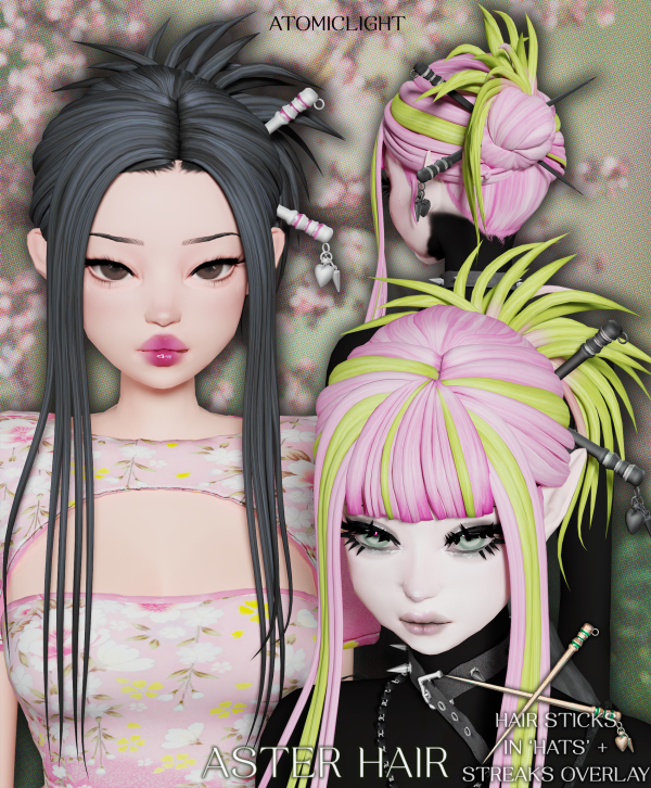 Maxis Match Aster Hair hair sticks by simsfinds - The Sims 4 Custom Content