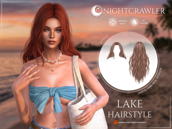 Alpha Nightcrawler Lake Hair STYLE D by Nightcrawler_Sims - The Sims 4 Custom Content
