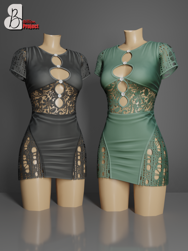 Alpha BillionProject Henny Mini Dress by billion_project666 - The Sims 4 Custom Content