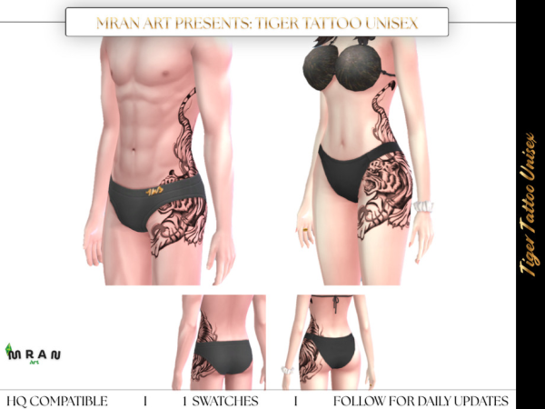 Mix Tiger Tattoo Unisex by MRAN_Art - The Sims 4 Custom Content