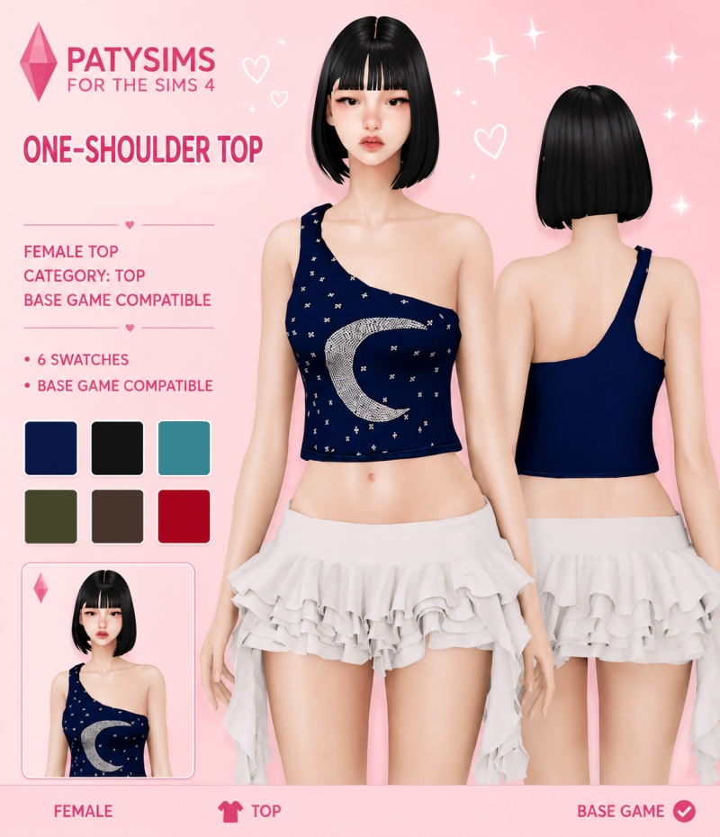 Alpha One shoulder top by patysims - The Sims 4 Custom Content