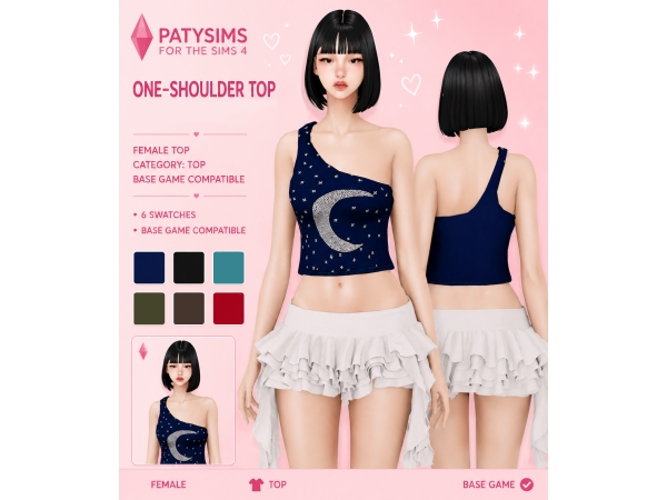 Alpha One shoulder top - The Sims 4 Custom Content