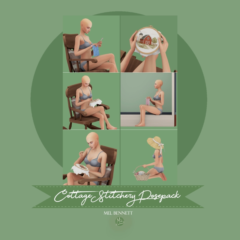 Mix Cottage Stitchery Acc and Posepack by melbennett - The Sims 4 Custom Content