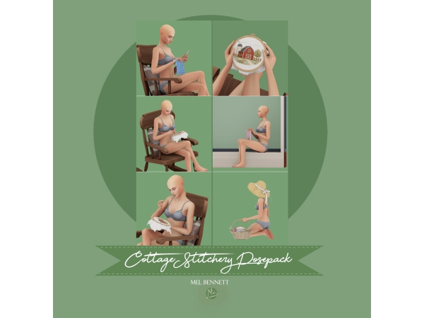 Mix Cottage Stitchery Acc and Posepack - The Sims 4 Custom Content