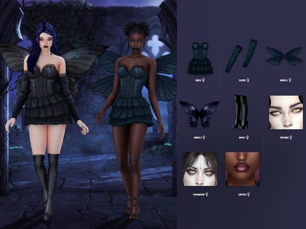 Maxis Match Lilith Dark Fairy Lookbook - The Sims 4 Custom Content