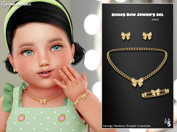 Alpha Honey Bow Jewelry Set for infant by WisteriaSims - The Sims 4 Custom Content
