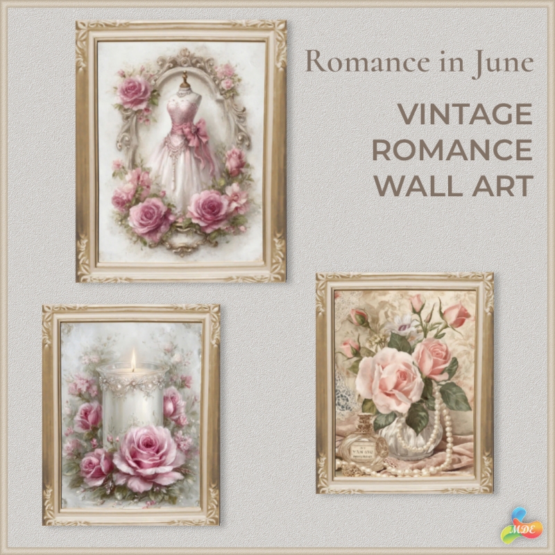 Maxis Match Romance in June Vintage Wall Art by mde - The Sims 4 Custom Content