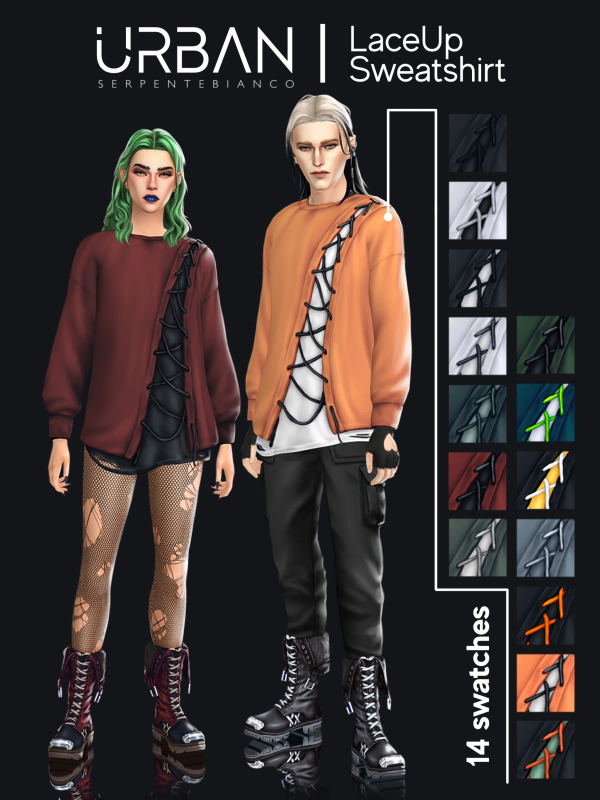 Maxis Match LaceUp Sweatshirt by simsfinds - The Sims 4 Custom Content