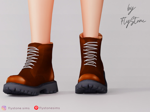Mix Female Lace Up Combat Boots by FlyStone - The Sims 4 Custom Content