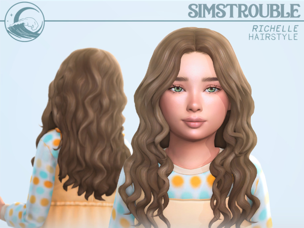 Maxis Match Richelle Hairstyle Set Kids Conversion by simstrouble - The Sims 4 Custom Content