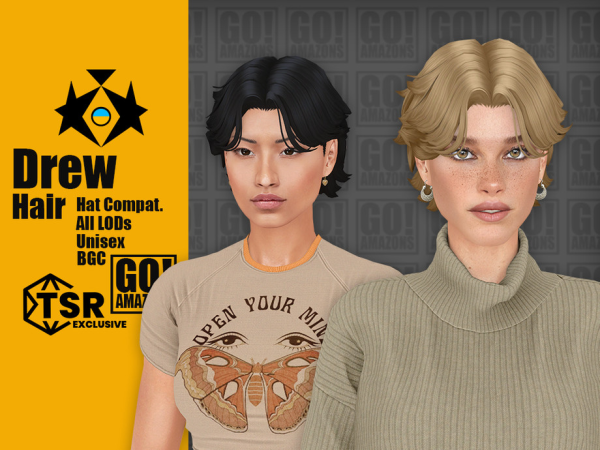 Maxis Match Drew Hair - The Sims 4 Custom Content