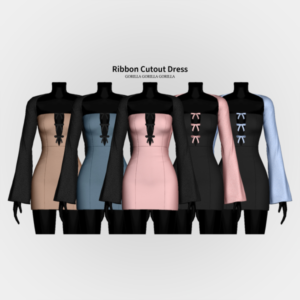 Alpha Ribbon Cutout Dress by simsfinds - The Sims 4 Custom Content