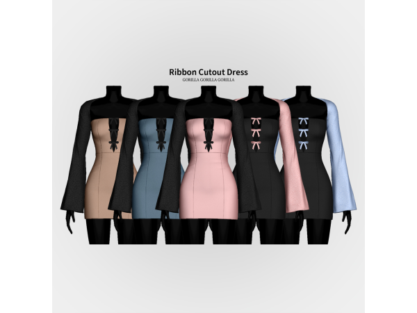 Alpha Ribbon Cutout Dress by gorillax3 - The Sims 4 Custom Content