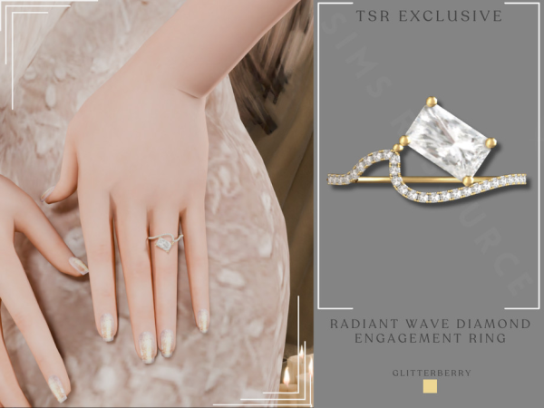 Radiant Wave Diamond Engagement Ring by Glitterberryfly