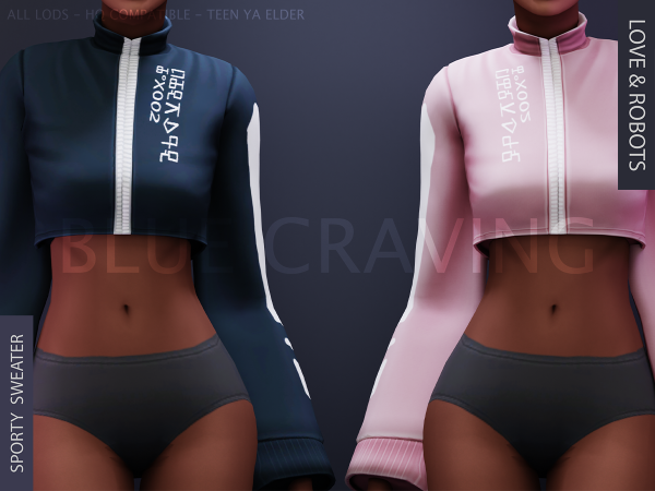 Alpha Blue Craving Sporty Sweater by bluecraving - The Sims 4 Custom Content