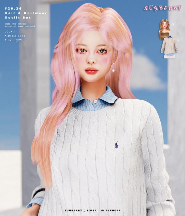 Alpha [SUNBERRY]2625_Hair by simsfinds - The Sims 4 Custom Content