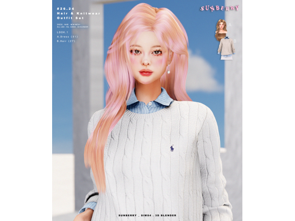 Alpha [SUNBERRY]2625_Hair - The Sims 4 Custom Content