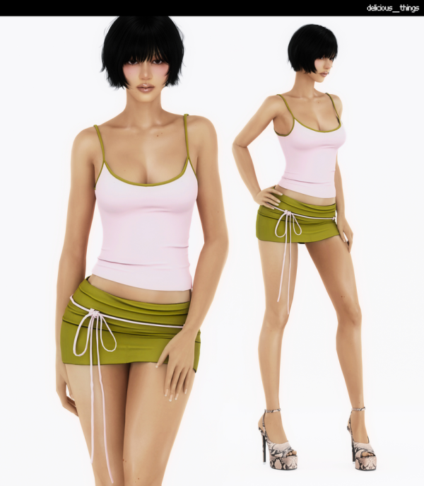 Alpha GIFT POLL 2 WINNER_iebikinis 'Signature' Cami Top Mini Skirt Set by simsfinds - The Sims 4 Custom Content