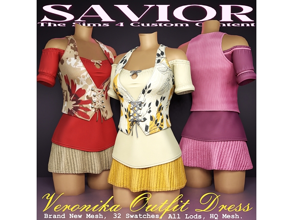 Alpha Svr_Marionjola Veronika Outfit Dress - The Sims 4 Custom Content