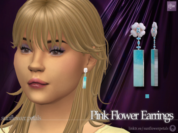 Mix Pink Flower Earrings - The Sims 4 Custom Content