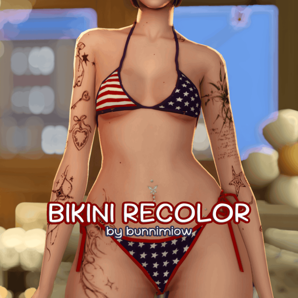 Maxis Match nitropanic bikini set recolor by simsfinds - The Sims 4 Custom Content