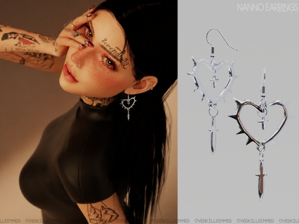Mix Nanno earrings by overkillsimmer - The Sims 4 Custom Content