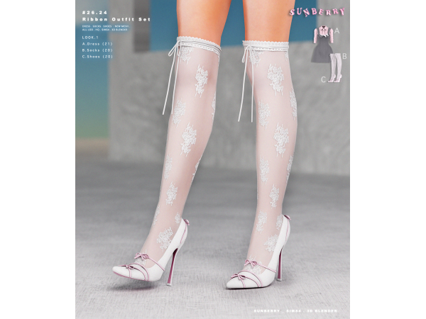 Alpha [SUNBERRY]2624_Ribbon Outfit - The Sims 4 Custom Content