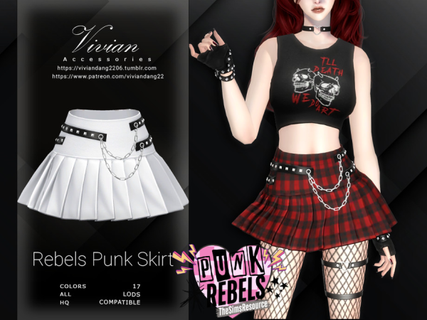 Alpha Punk Rebels Skirt by VivianDang - The Sims 4 Custom Content