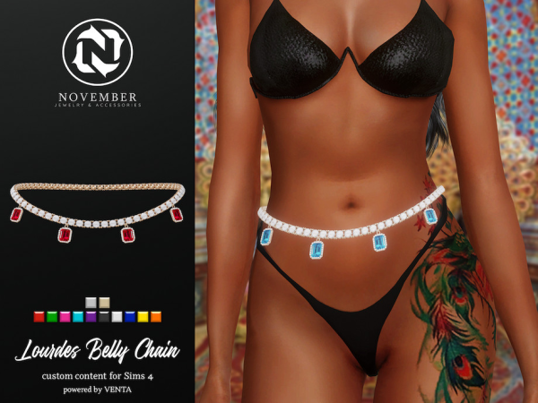 Alpha November Lourdes Belly Chain by VentaStudio - The Sims 4 Custom Content