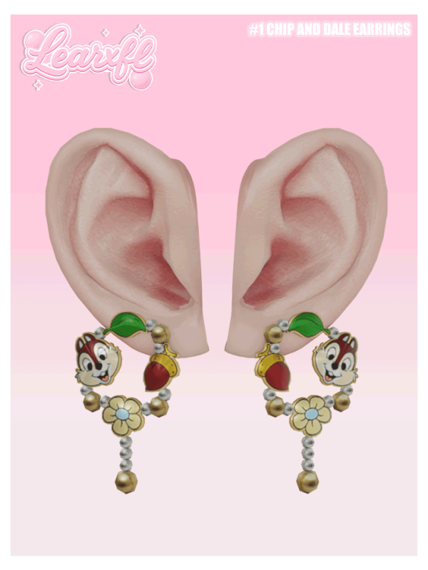 Alpha 1 Earrings Chip And Dale Earrings by simsfinds - The Sims 4 Custom Content