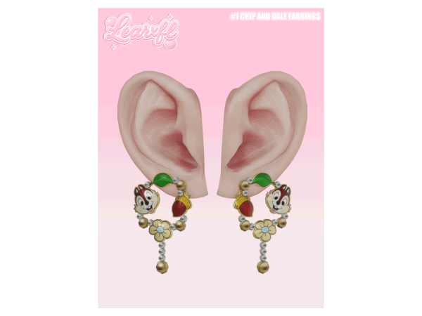 Alpha 1 Earrings Chip And Dale Earrings by Learxfl - The Sims 4 Custom Content