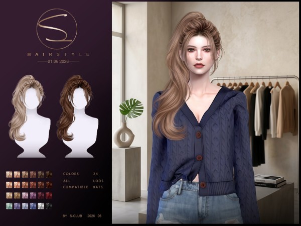Alpha S CLUB PONYTAIL HAIRSTYLE Club by S - The Sims 4 Custom Content