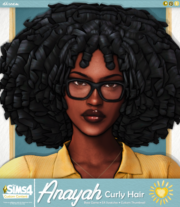 Maxis Match Anayah Curly Hair by simsfinds - The Sims 4 Custom Content