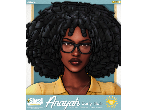 Maxis Match Anayah Curly Hair by dhream - The Sims 4 Custom Content