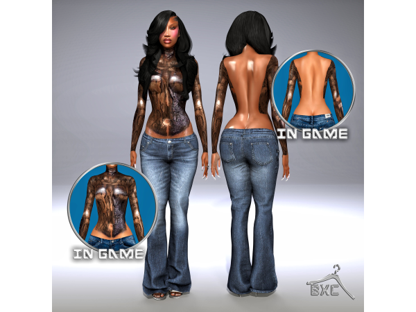 Alpha TYLA SIMON CARLE TATTOO TOP by Baddiexsimmer - The Sims 4 Custom Content