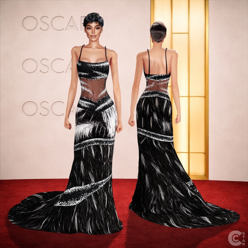 Alpha Sheer Sequin Feather Train Gown by cool_content_star - The Sims 4 Custom Content