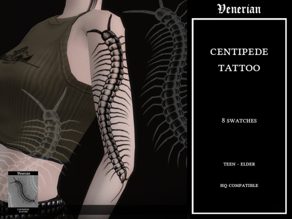 Mix Centipede Tattoo by Venerian by Venerian - The Sims 4 Custom Content