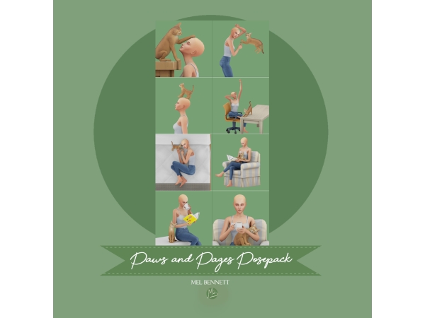 Mix Paws and Pages Posepack - The Sims 4 Custom Content
